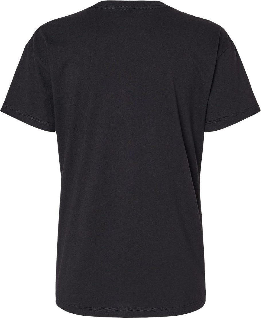Rear View of Black Women's Cotton Relaxed T-Shirt - 3910
