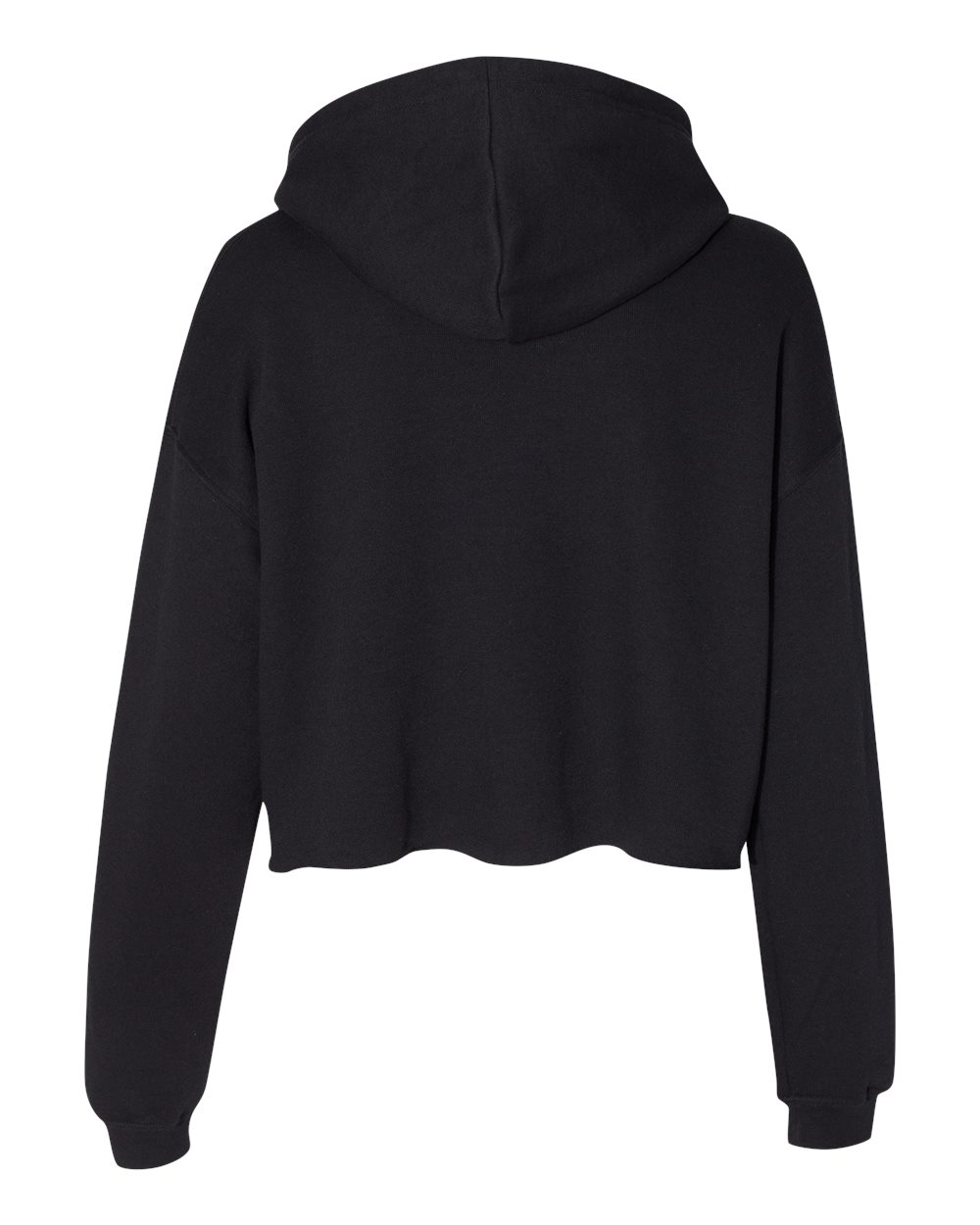 Rear View of Black Women's Crop Fleece Hoodie - 7502
