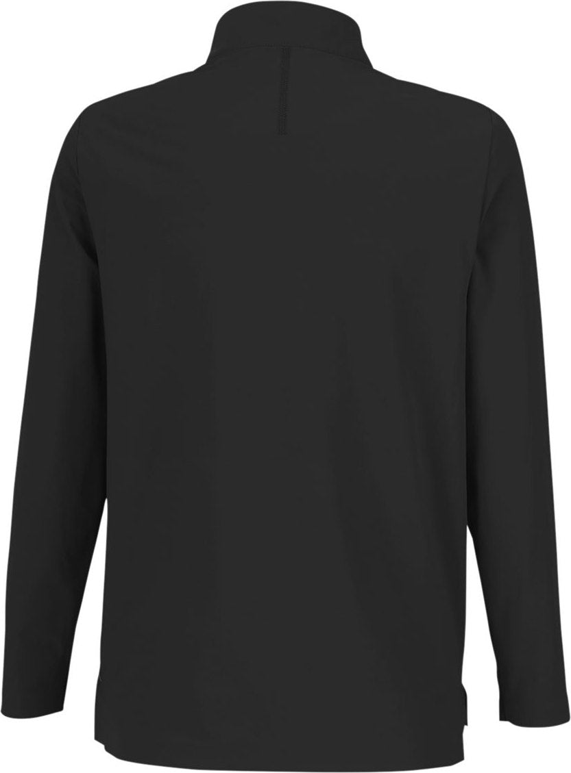 Rear View of Black Women's CrownLux Performance® Windsor Welded Quarter-Zip Pullover - DG410W