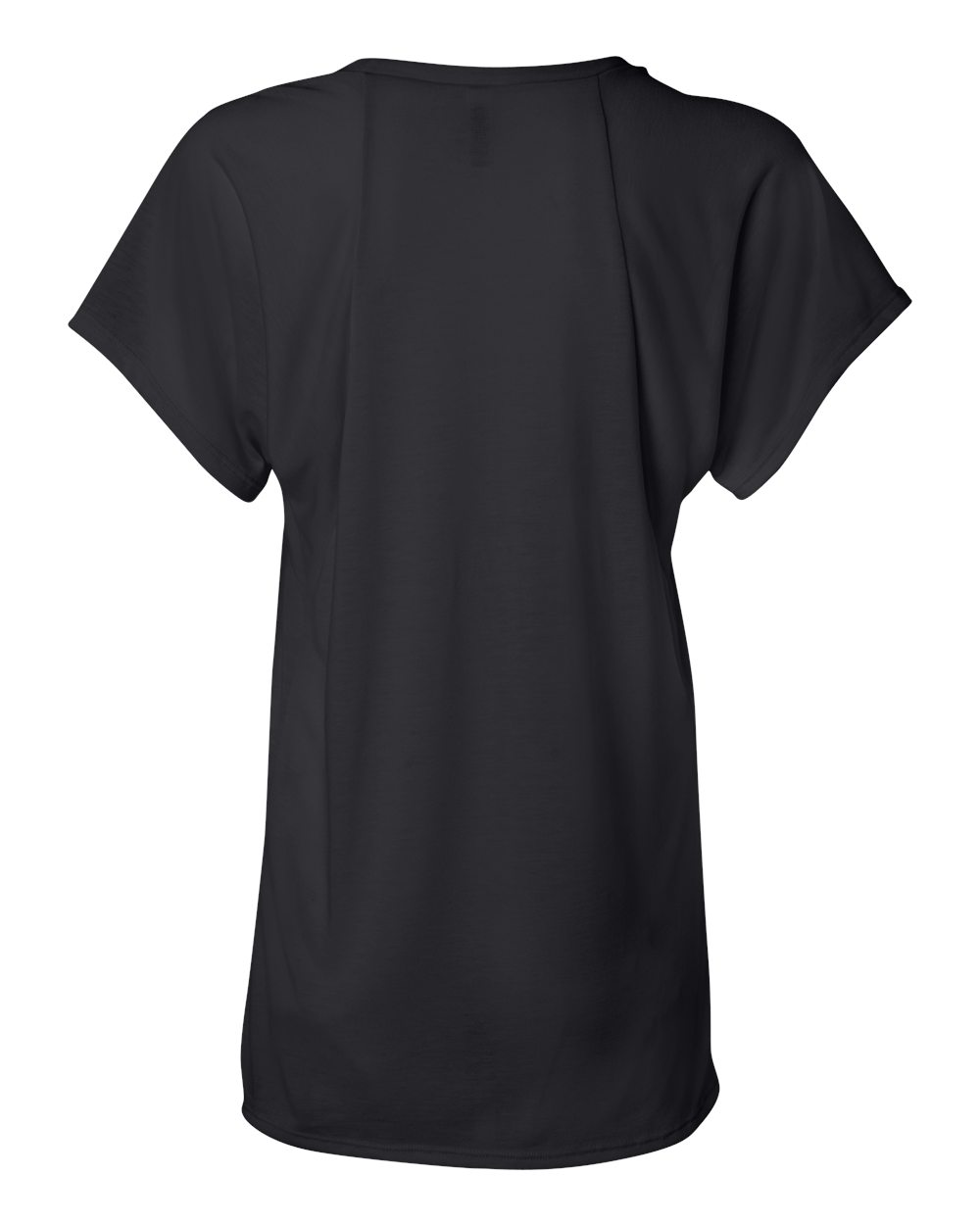 Rear View of Black Women’s Flowy Raglan Tee - 8801