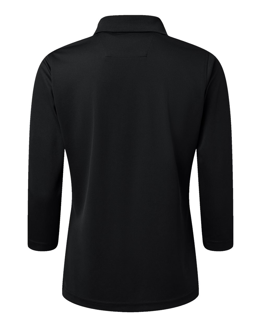 Front View of Black Women's Lady Palm Three-Quarter Sleeve Polo - 120