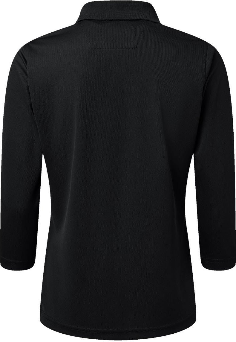 Front View of Black Women's Lady Palm Three-Quarter Sleeve Polo - 120