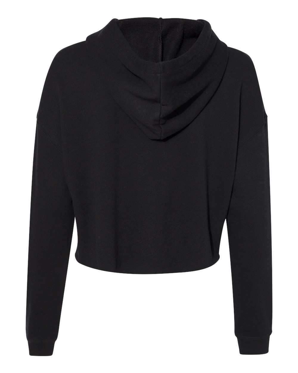Rear View of Black Women’s Lightweight Crop Hooded Sweatshirt - AFX64CRP