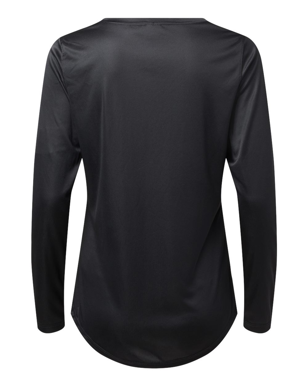 Rear View of Black Women's Long Islander Performance Long Sleeve T-Shirt - 214