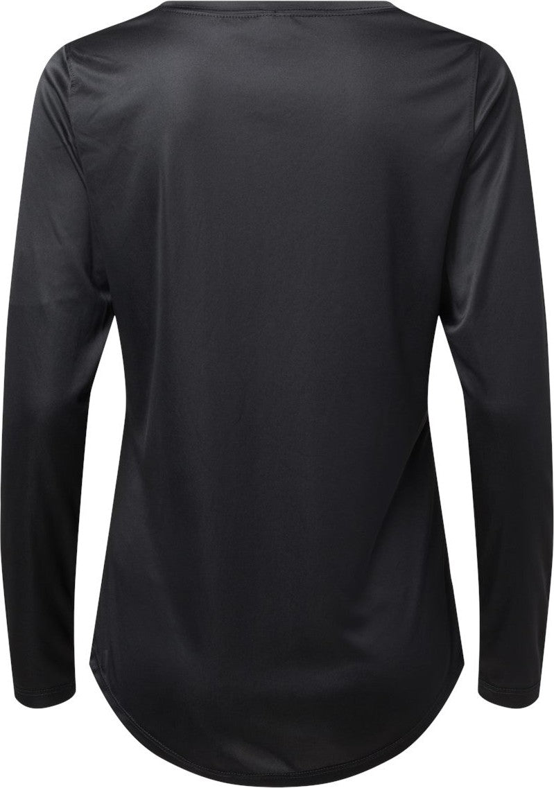 Front View of Black Women's Long Islander Performance Long Sleeve T-Shirt - 214