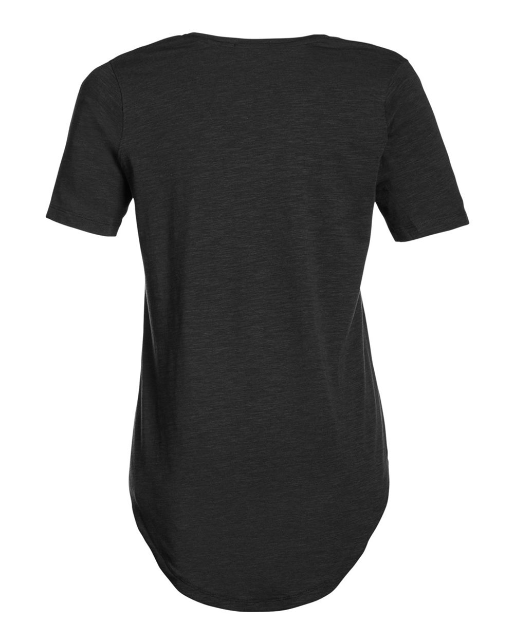 Rear View of Black Women's Longline T-Shirt - TW668S