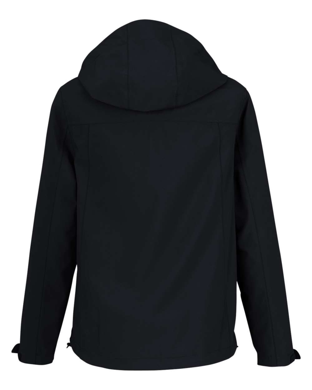 Rear View of Black Women's Packable Rain Jacket - CE712W