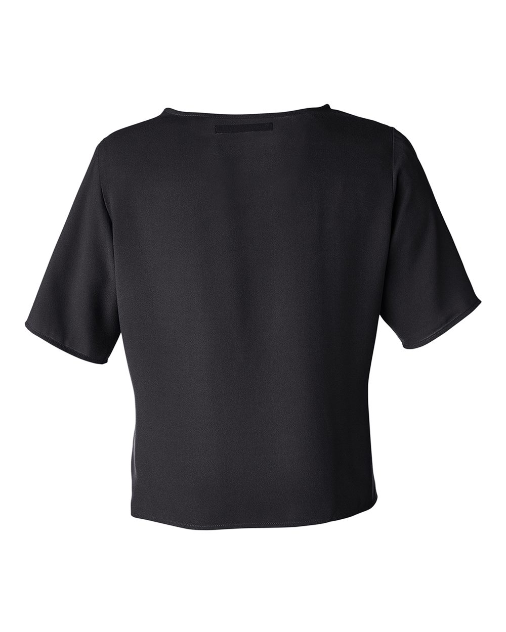 Rear View of Black Women's Perfect Fit™ Tie Front Blouse - DP617W