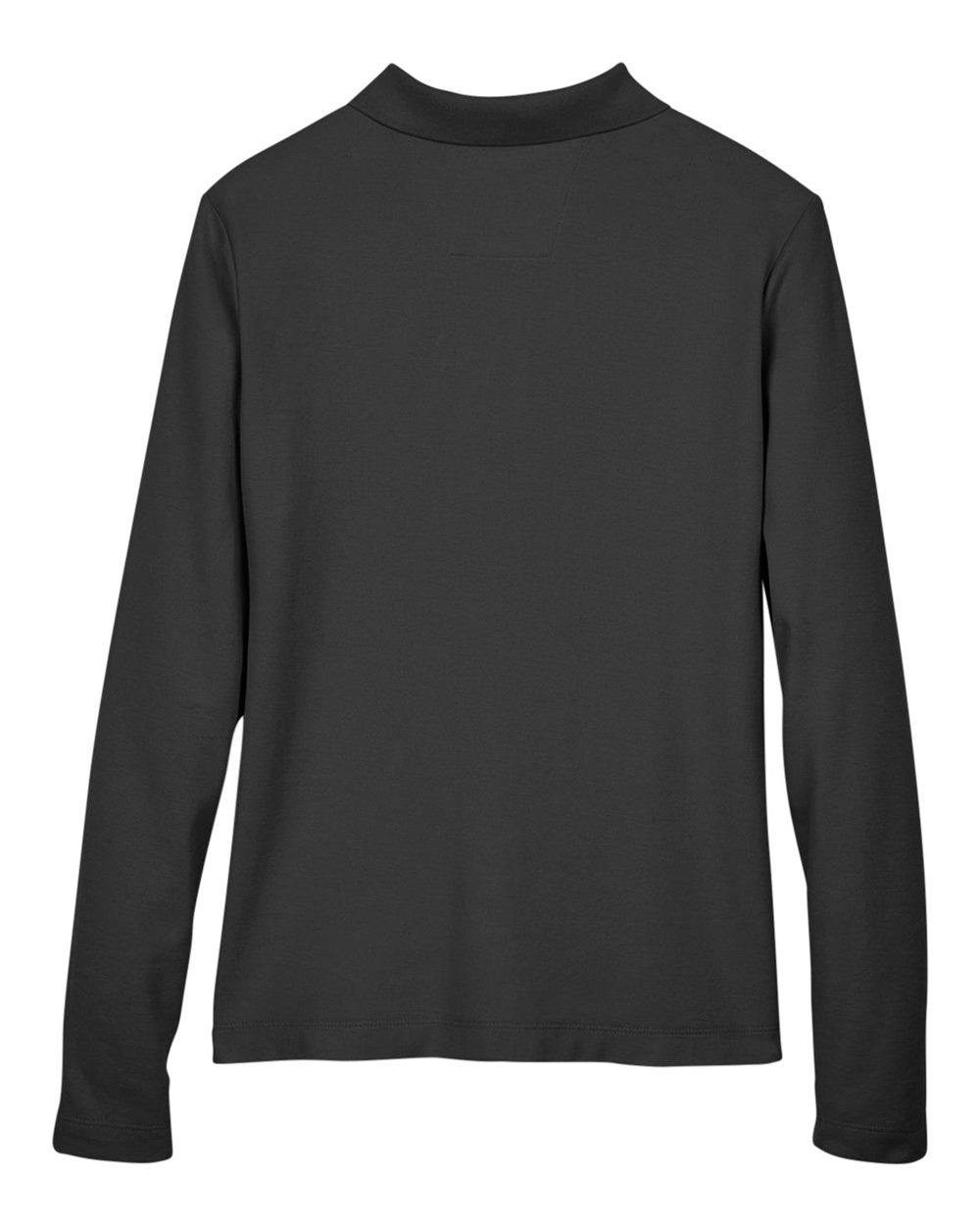 Rear View of Black Women's Pima Piqué Long Sleeve Polo - D110W