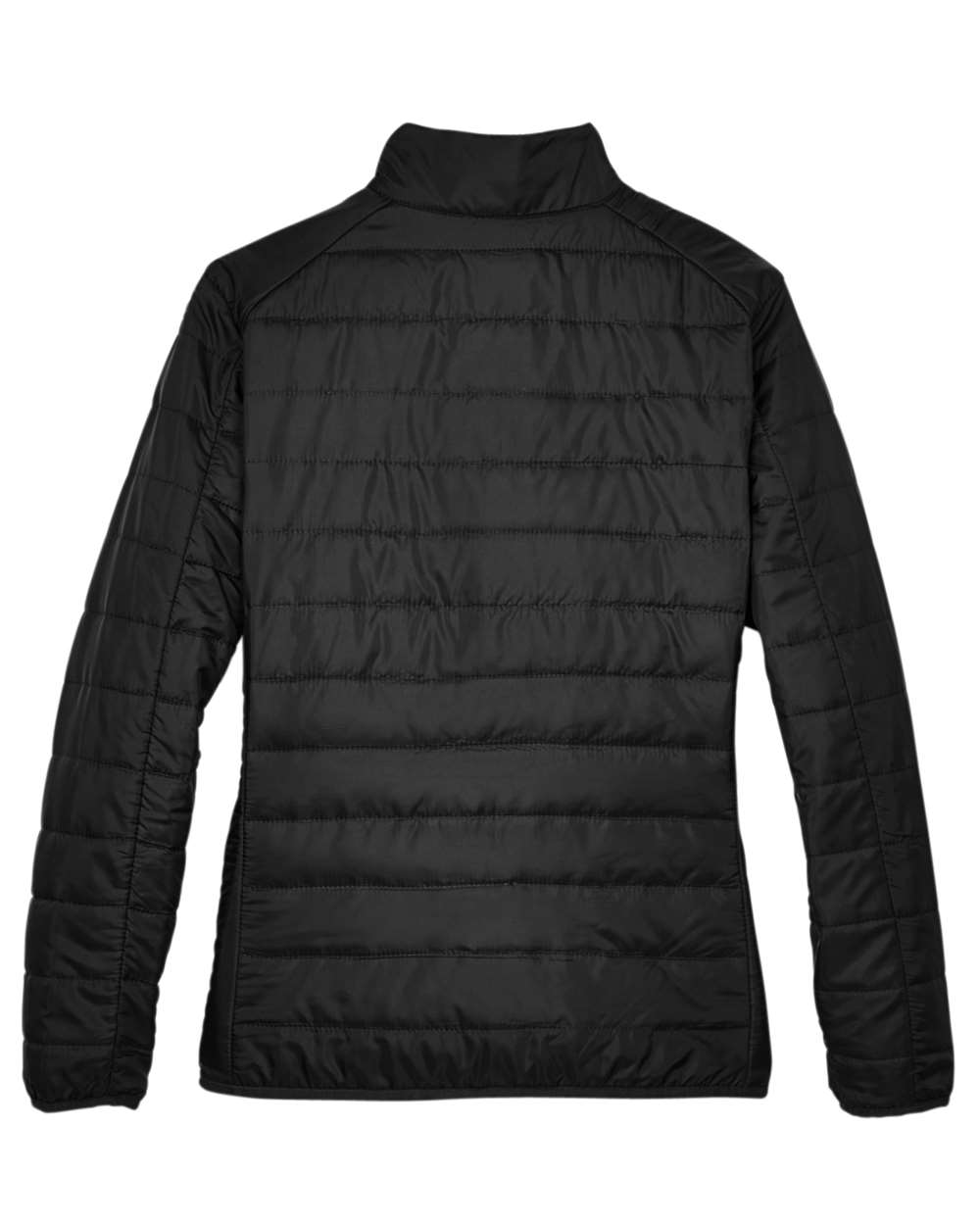 Rear View of Black Women's Prevail Packable Puffer Jacket - CE700W