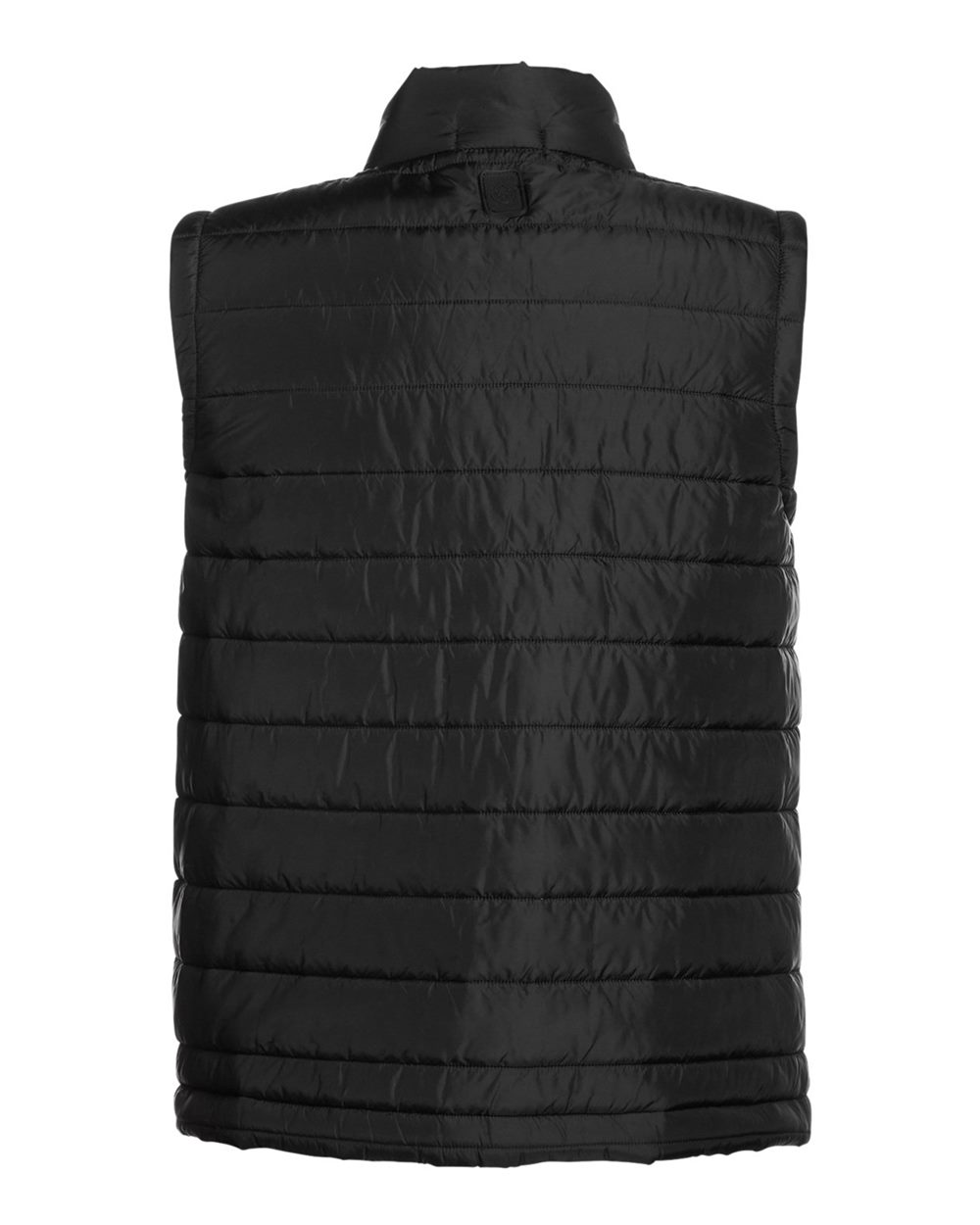 Rear View of Black Women's Quilted Puffer Vest - TW911