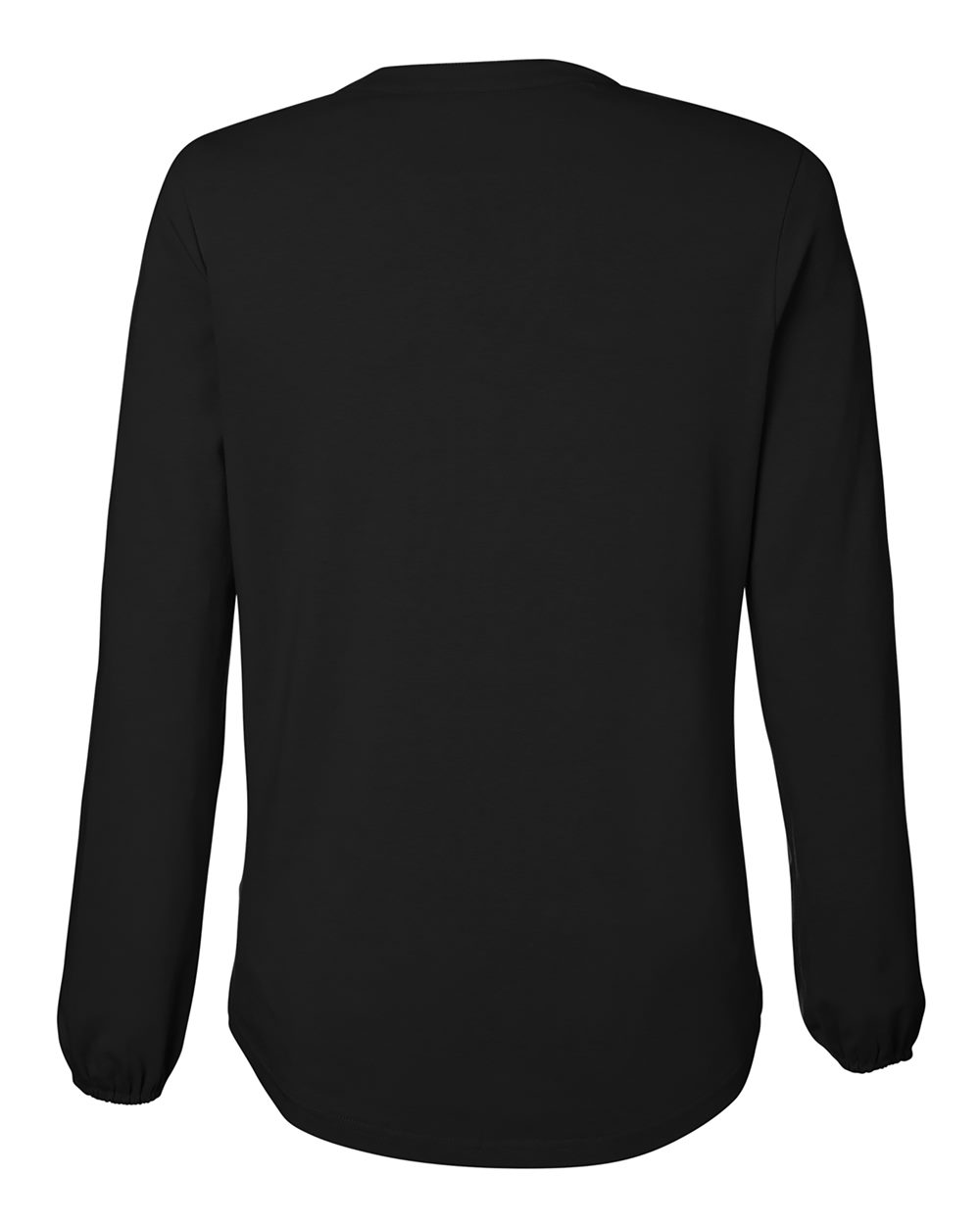 Rear View of Black Women's Raleigh Half-Placket Knit Top - DP122W