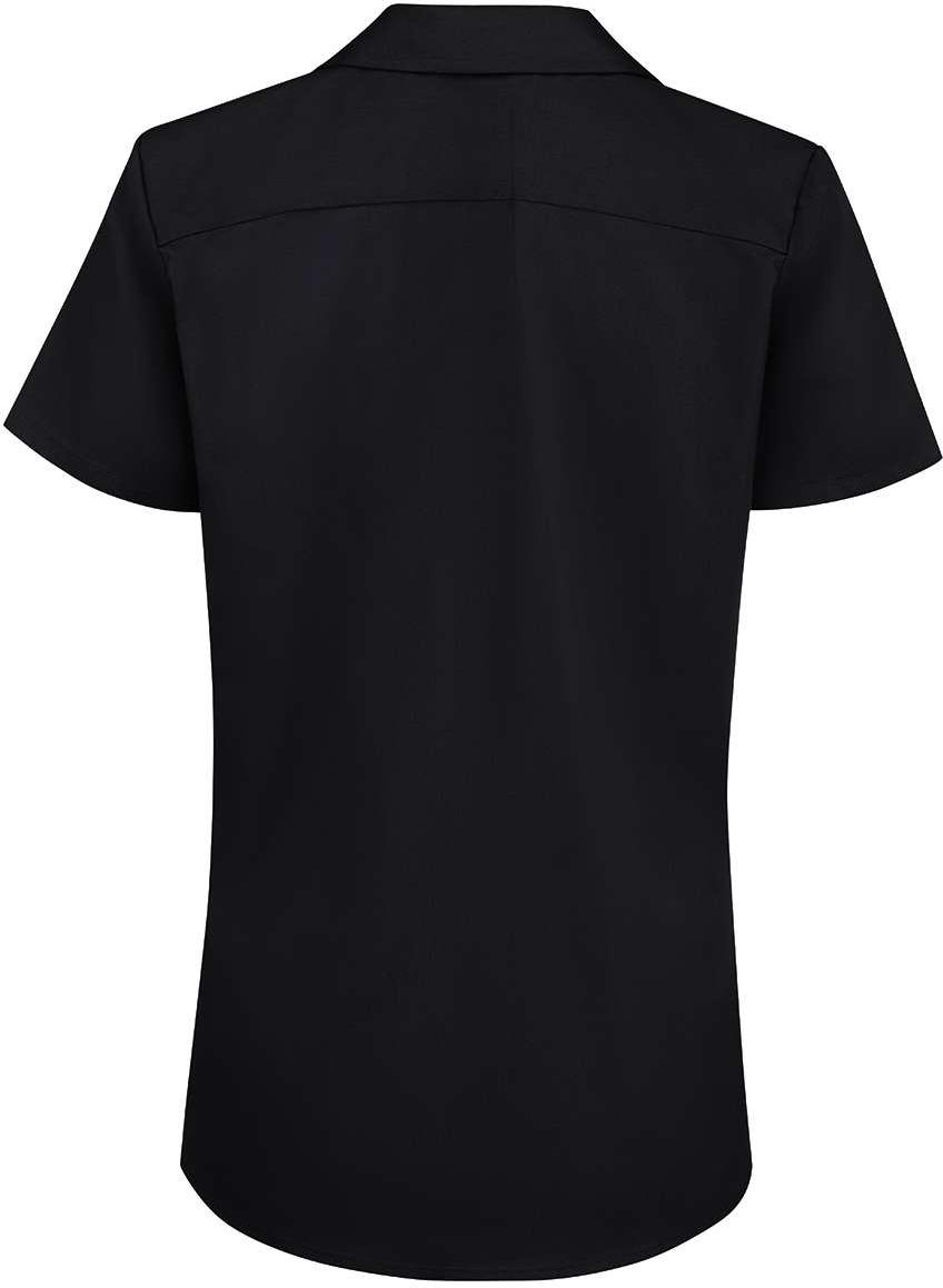 Rear View of Black Women's Short Sleeve Work Shirt - FS57