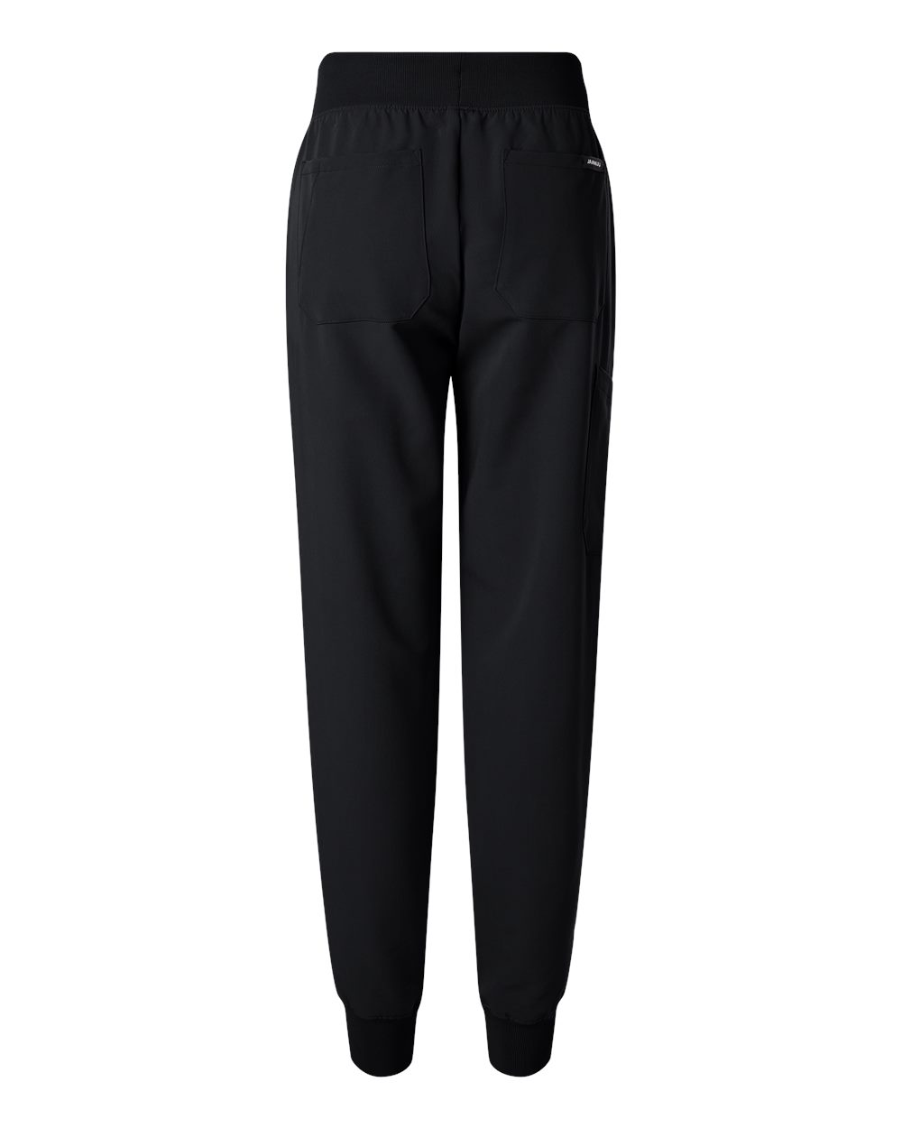 Rear View of Black Women's Silex Knit-Waist Scrub Joggers - Petite Sizes - W20003P