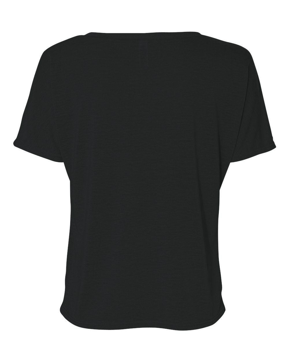 Rear View of Black Women’s Slouchy V-Neck Tee - 8815