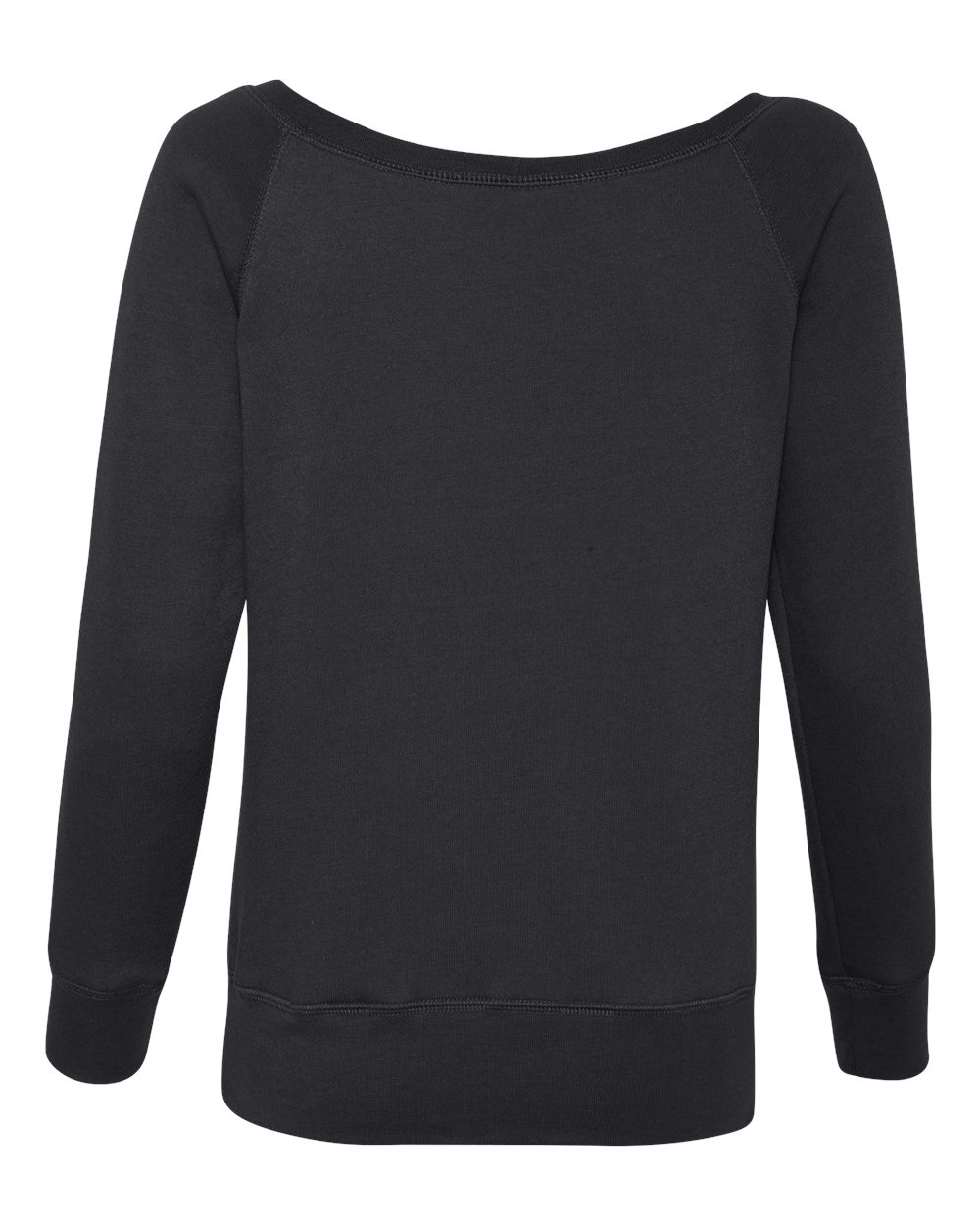 Rear View of Black Women’s Sponge Fleece Wide Neck Sweatshirt - 7501