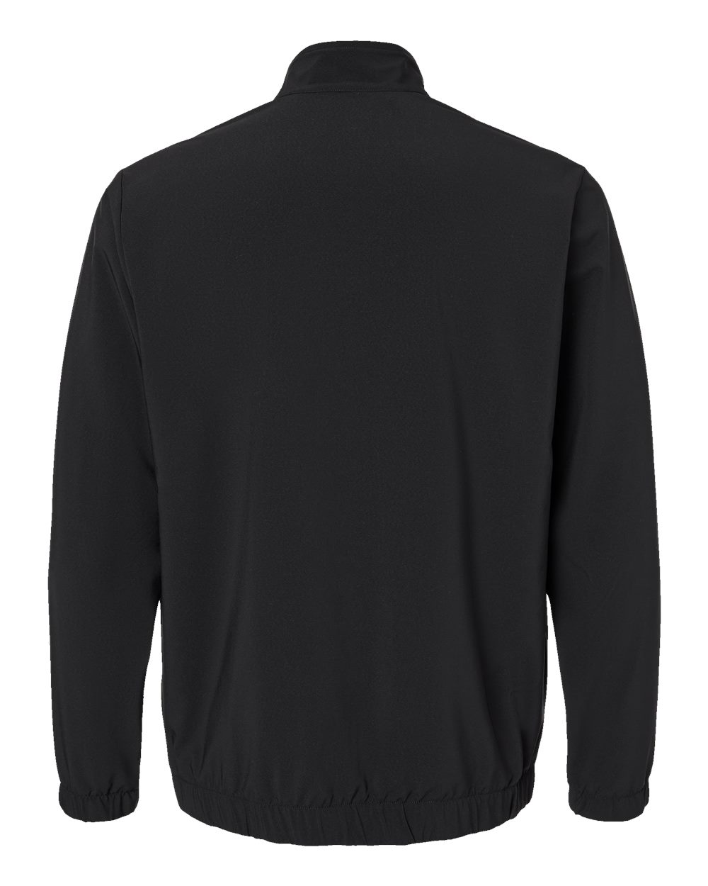 Rear View of Black Woven Half-Zip Pullover - A705