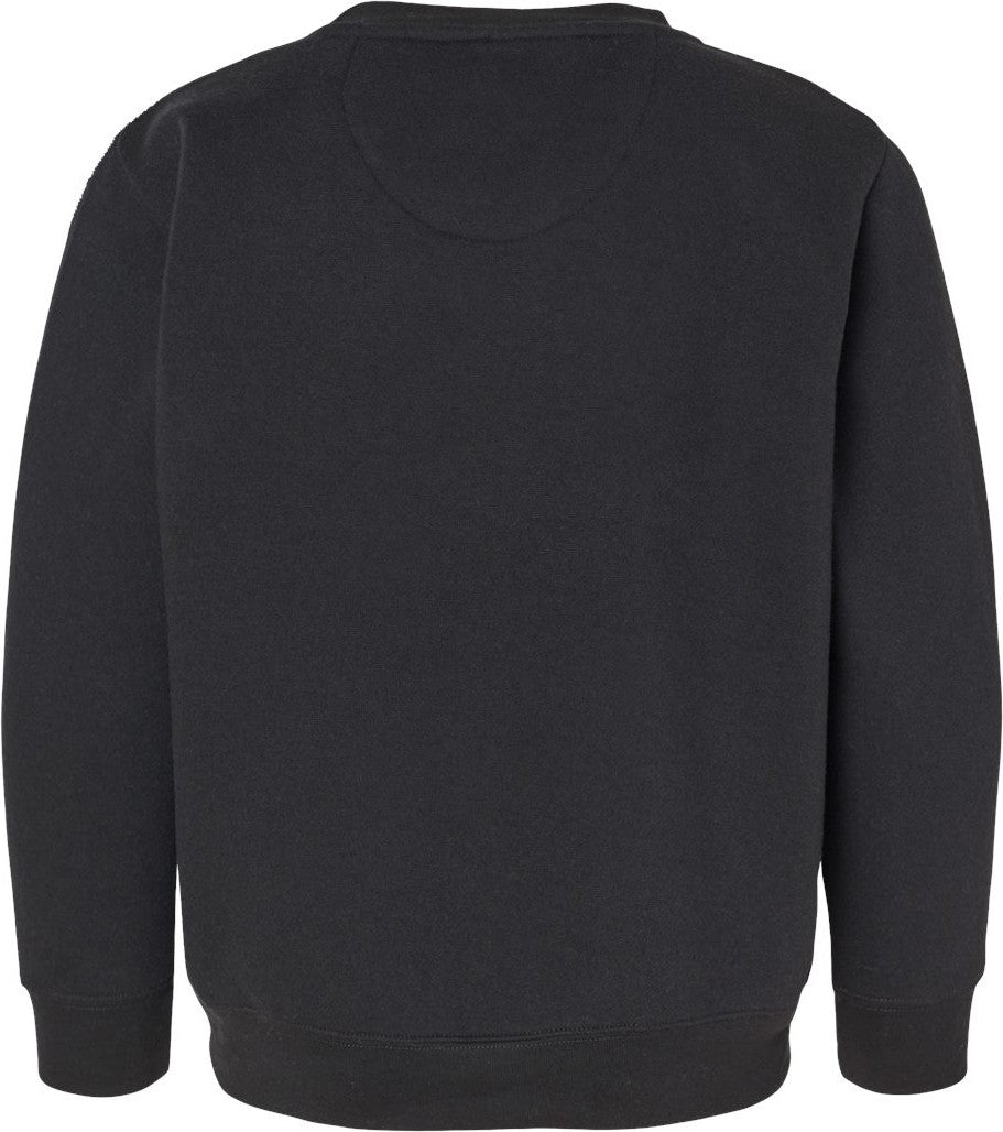 Rear View of Black Youth Elevated Fleece Crewneck Sweatshirt - 2225