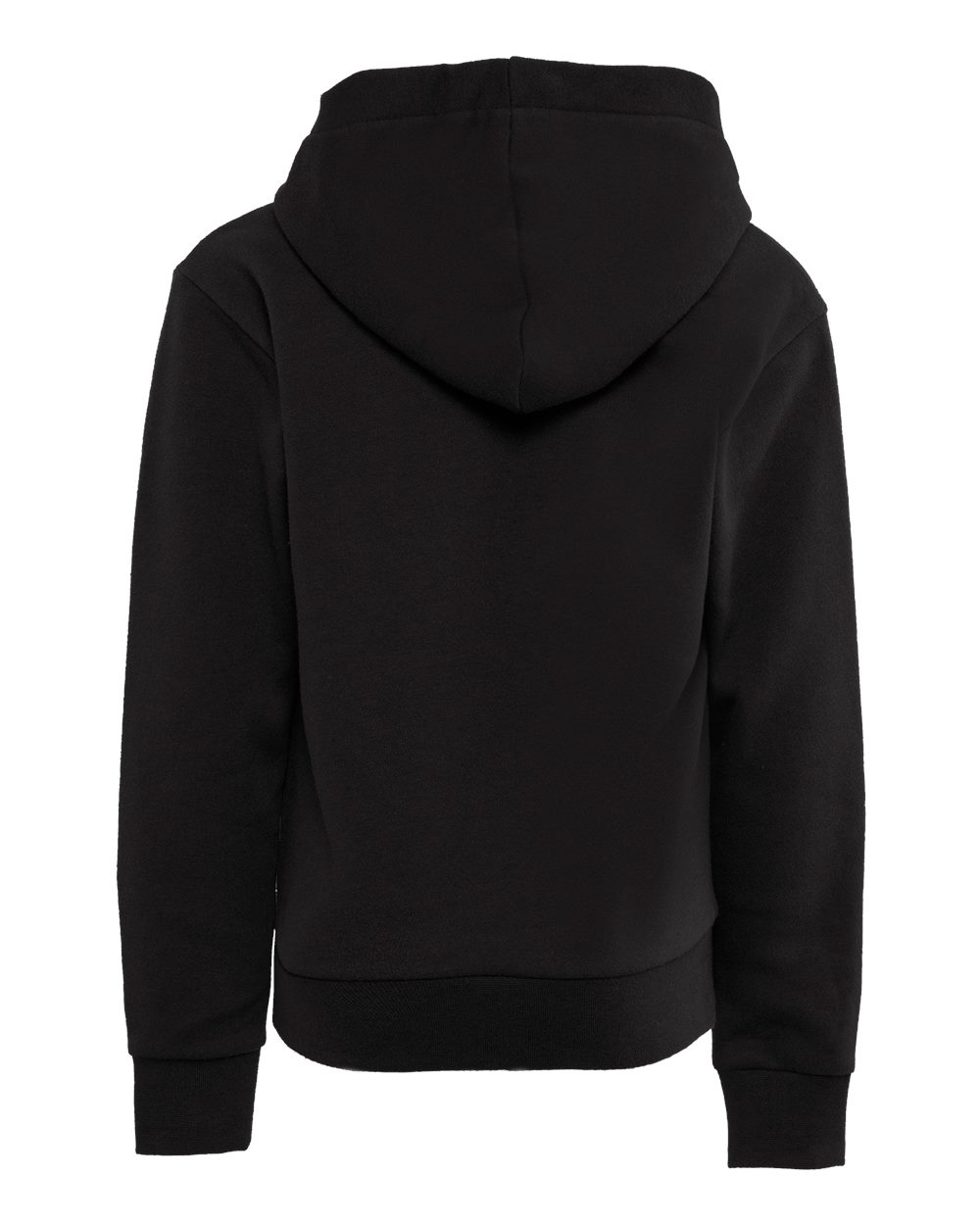 Rear View of Black Youth Fleece Hoodie - 9113