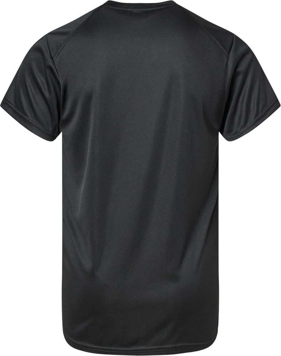 Front View of Black Youth Islander Performance T-Shirt - 208Y