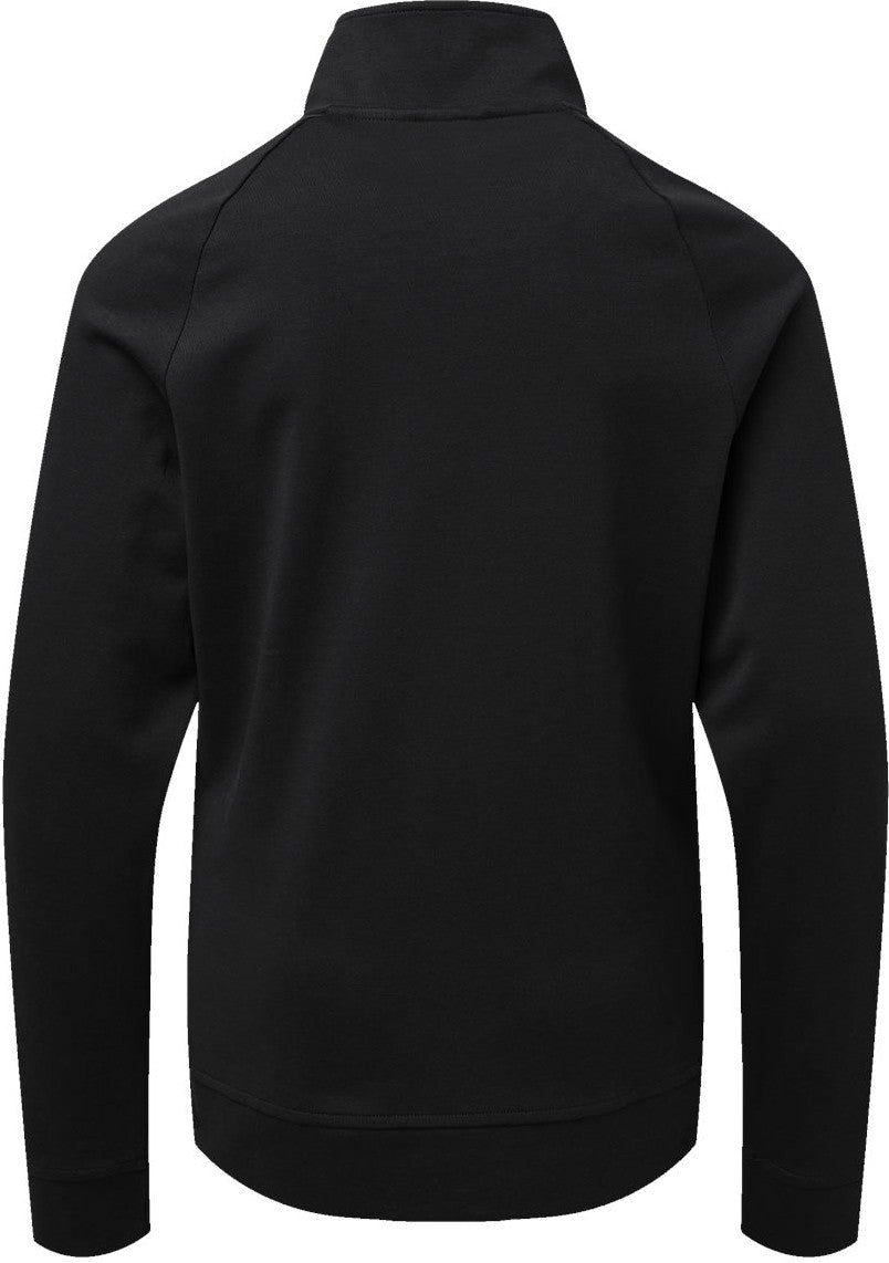 Rear View of Black Youth Quarter-Zip Pullover - A4001