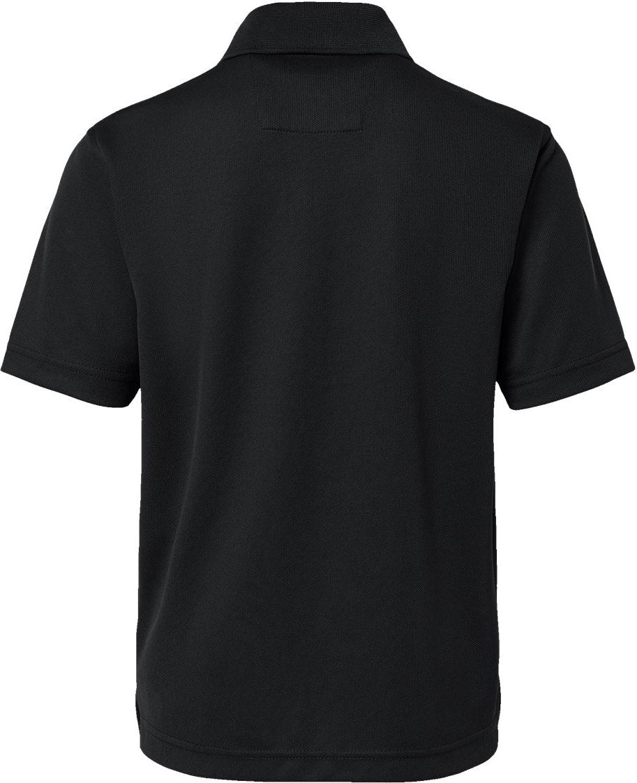 Front View of Black Youth Saratoga Performance Mini Mesh Polo - 108Y