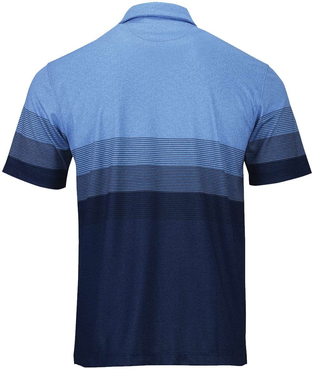 Rear View of Blue Heather Belmont Sublimated Heathered Polo - 153