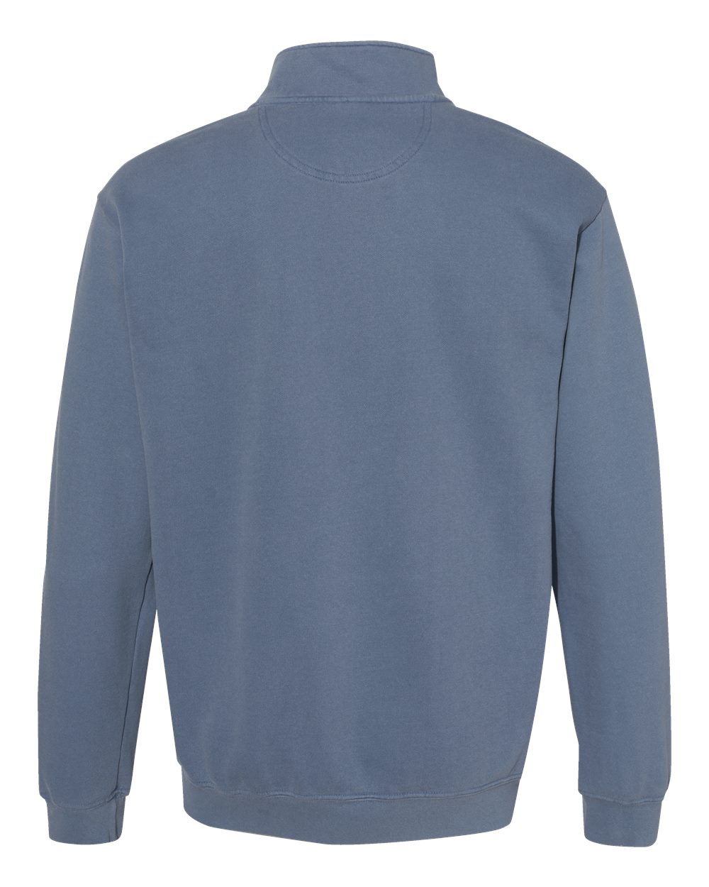 Rear View of Blue Jean Garment-Dyed Quarter Zip Sweatshirt - 1580