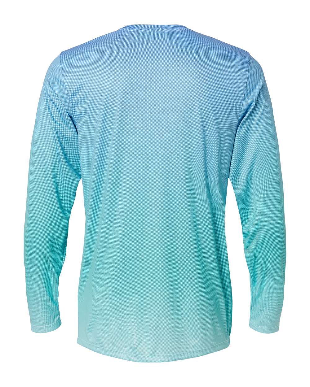 Front View of Blue Mist/ Light Teal Barbados Performance Pin Dot Long Sleeve T-Shirt - 225