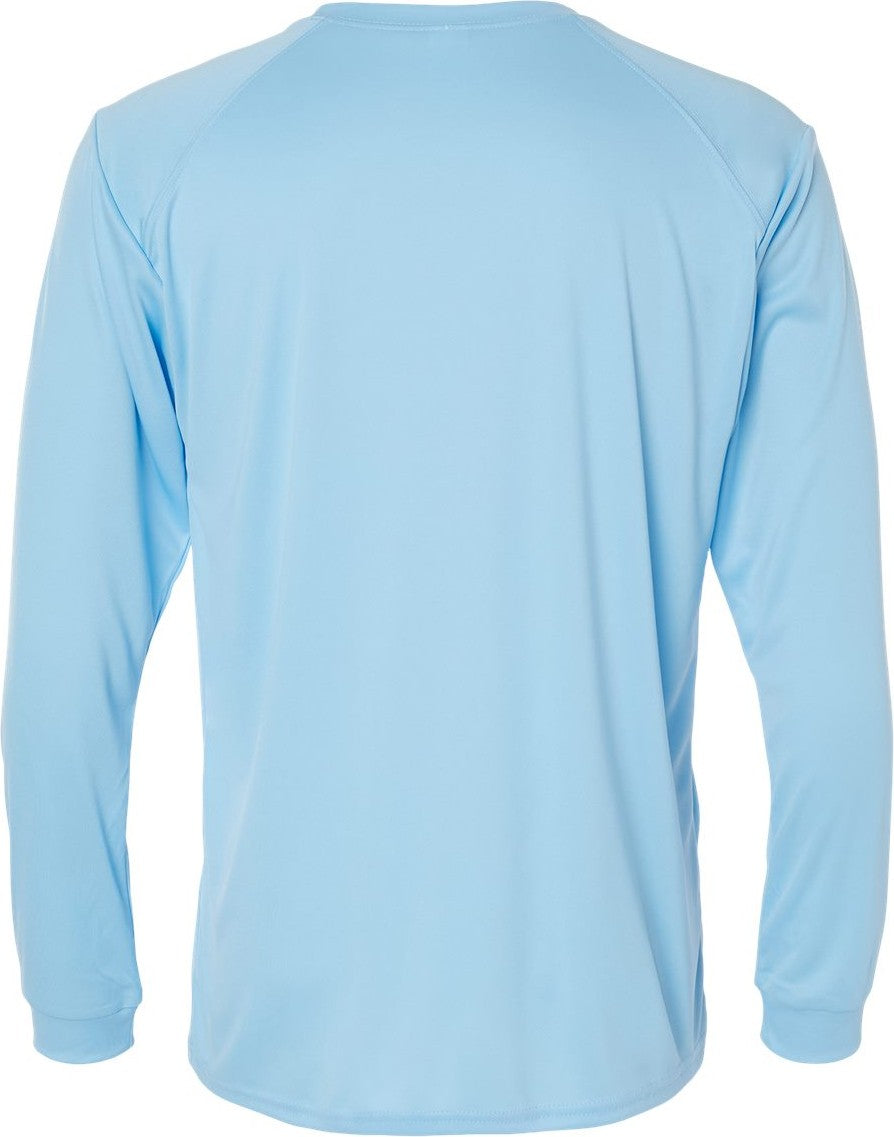 Front View of Blue Mist Long Islander Performance Long Sleeve T-Shirt - 210