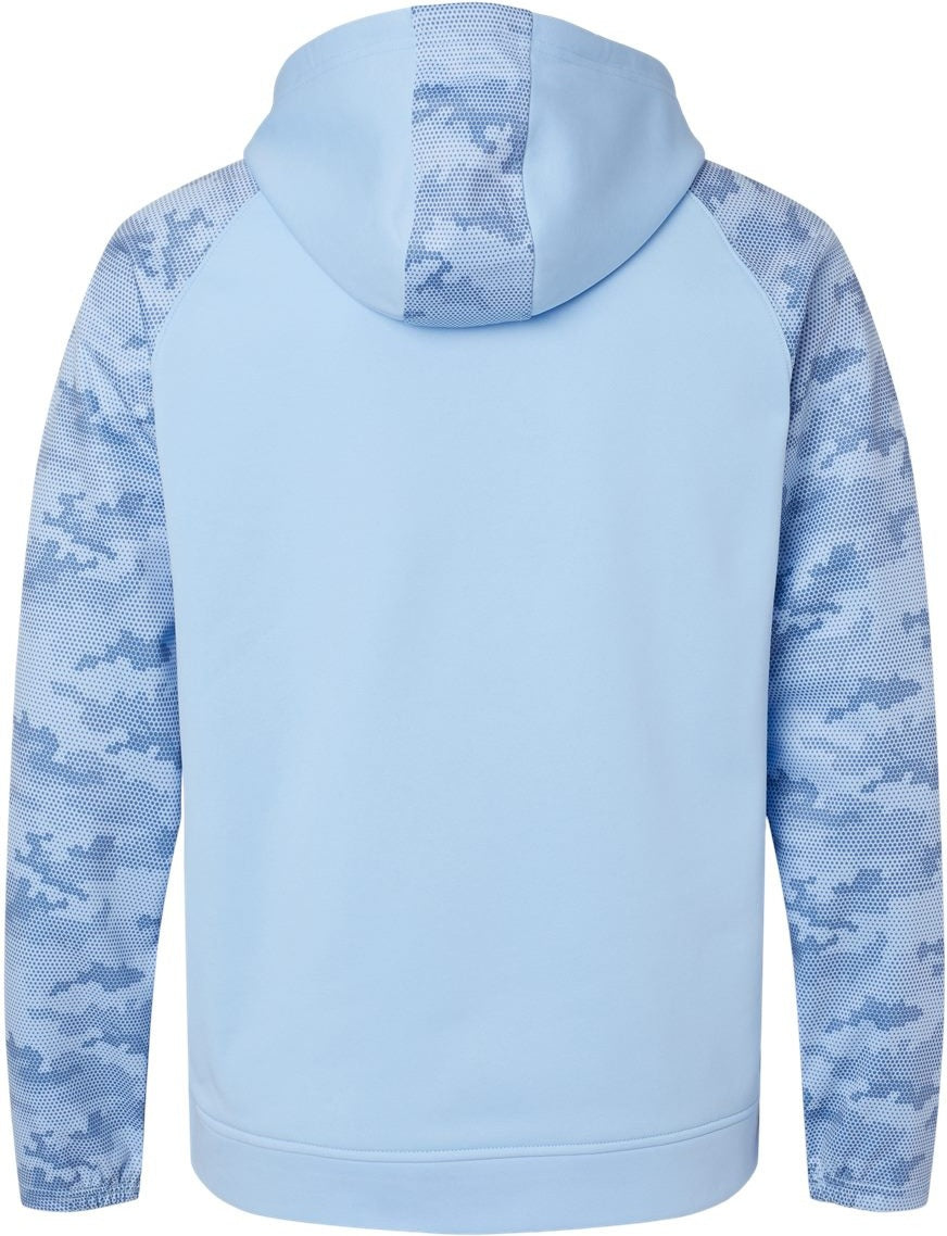 Rear View of Blue Mist Tahoe Camo Fleece Hooded Sweatshirt - 306