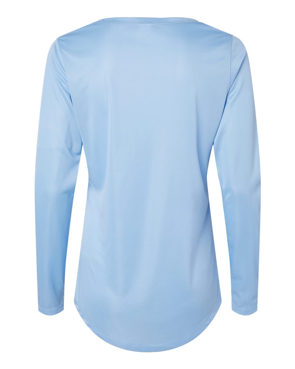 Rear View of Blue Mist Women's Long Islander Performance Long Sleeve T-Shirt - 214