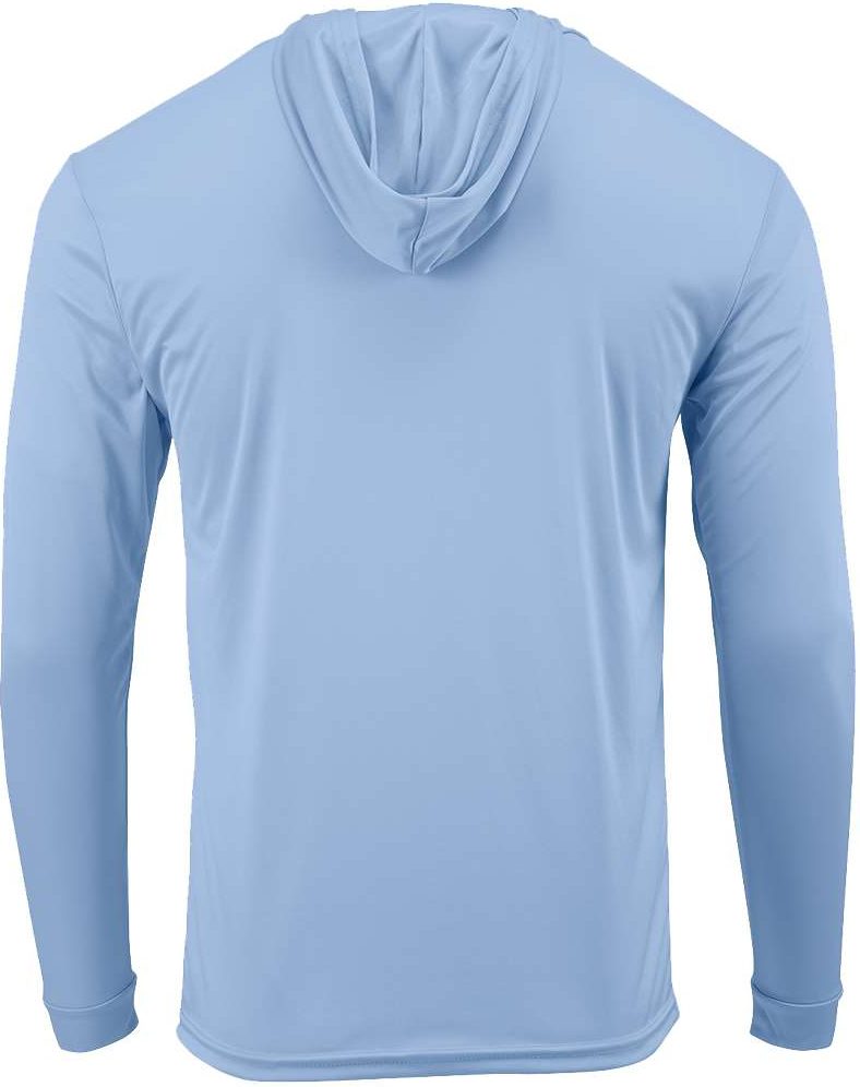 Rear View of Blue Mist Youth Bahama Performance Hooded Long Sleeve T-Shirt - 221Y