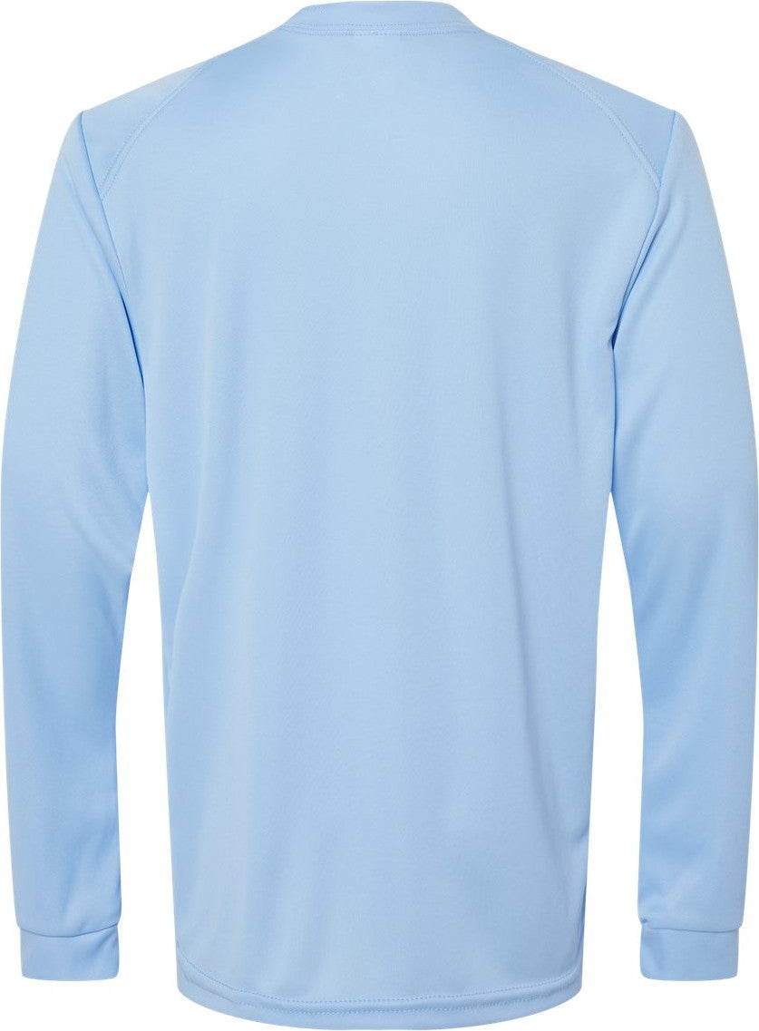 Front View of Blue Mist Youth Long Islander Performance Long Sleeve T-Shirt - 218Y