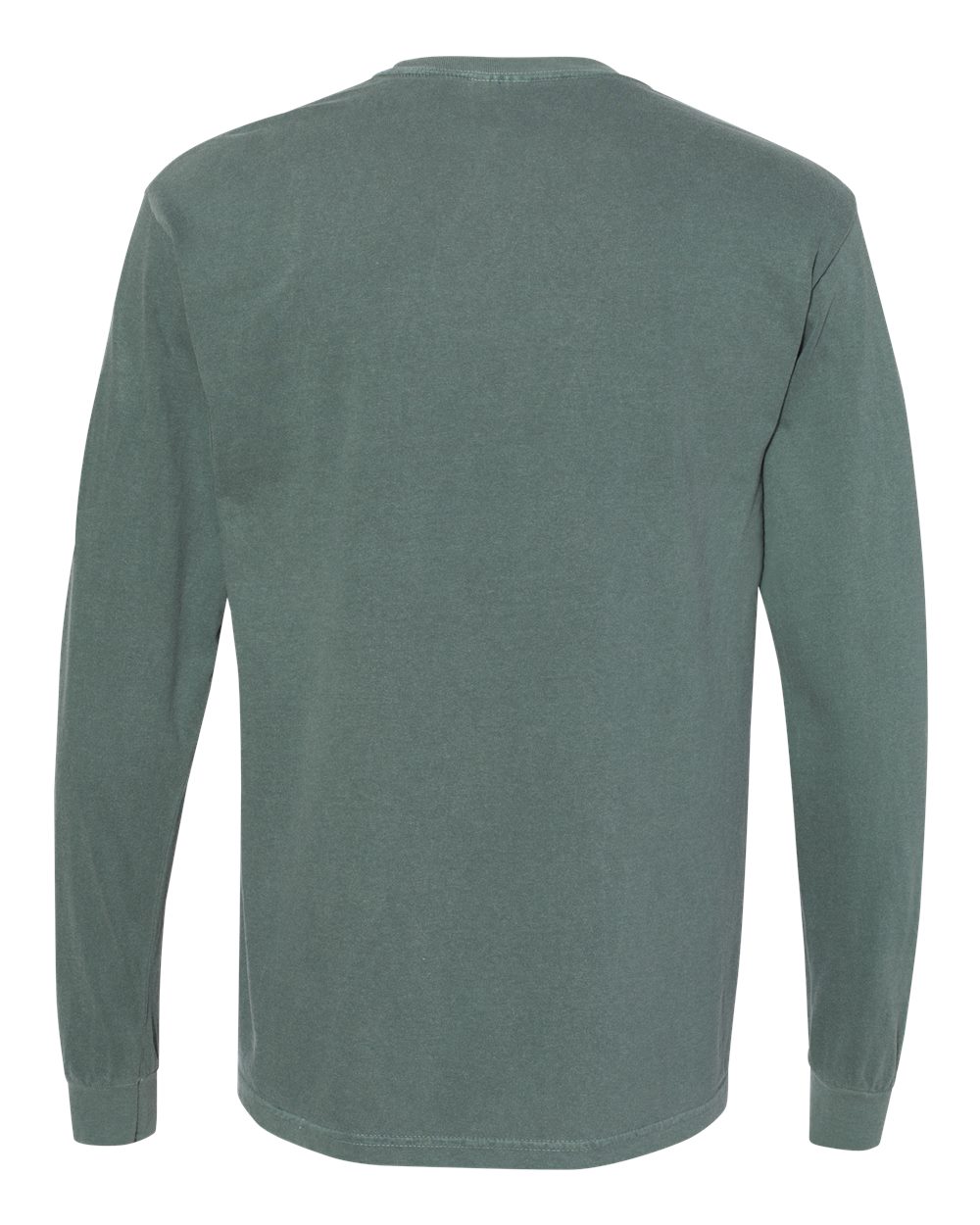 Rear View of Blue Spruce Garment-Dyed Heavyweight Long Sleeve T-Shirt - 6014