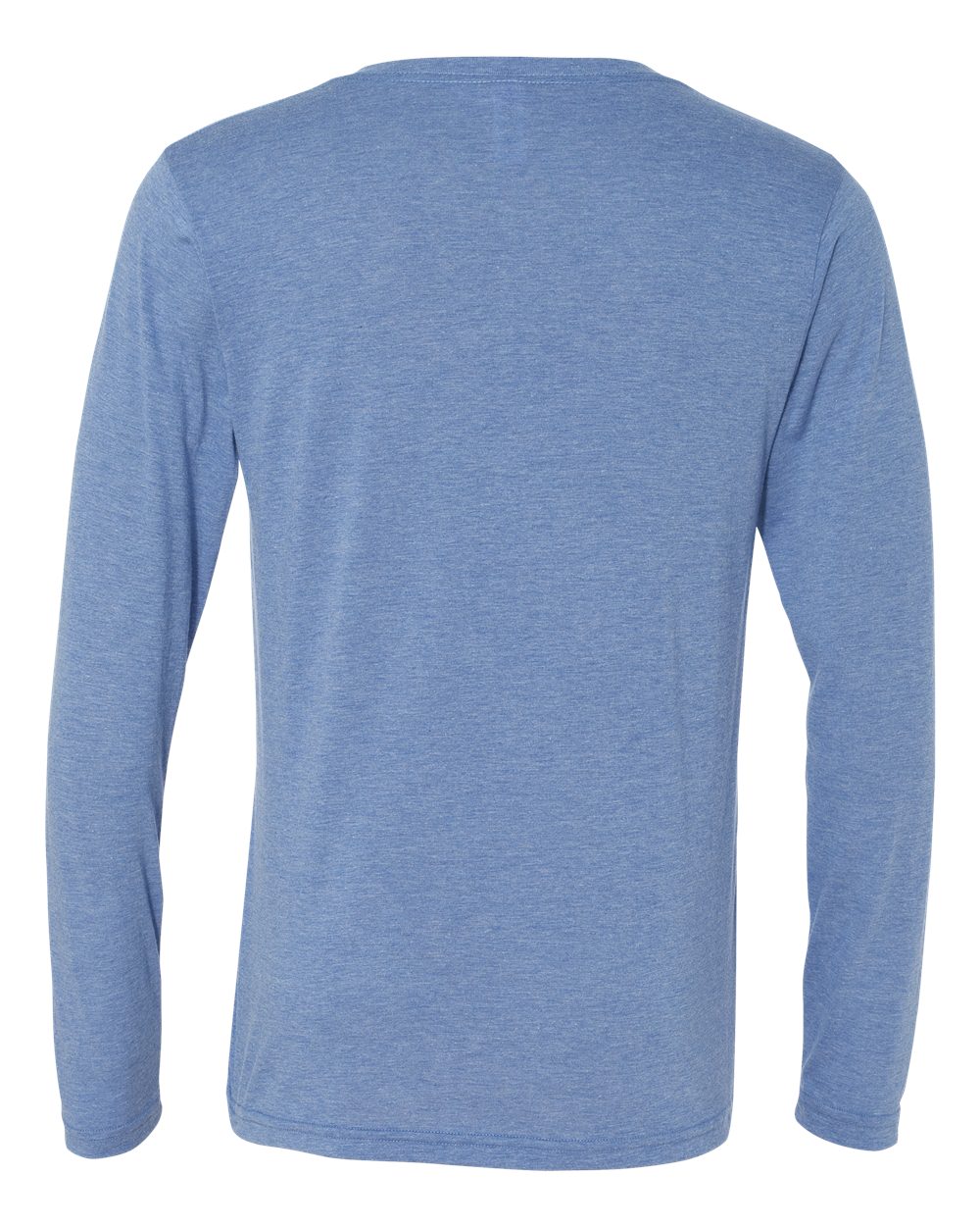 Rear View of Blue Triblend Long Sleeve V-Neck Tee - 3425