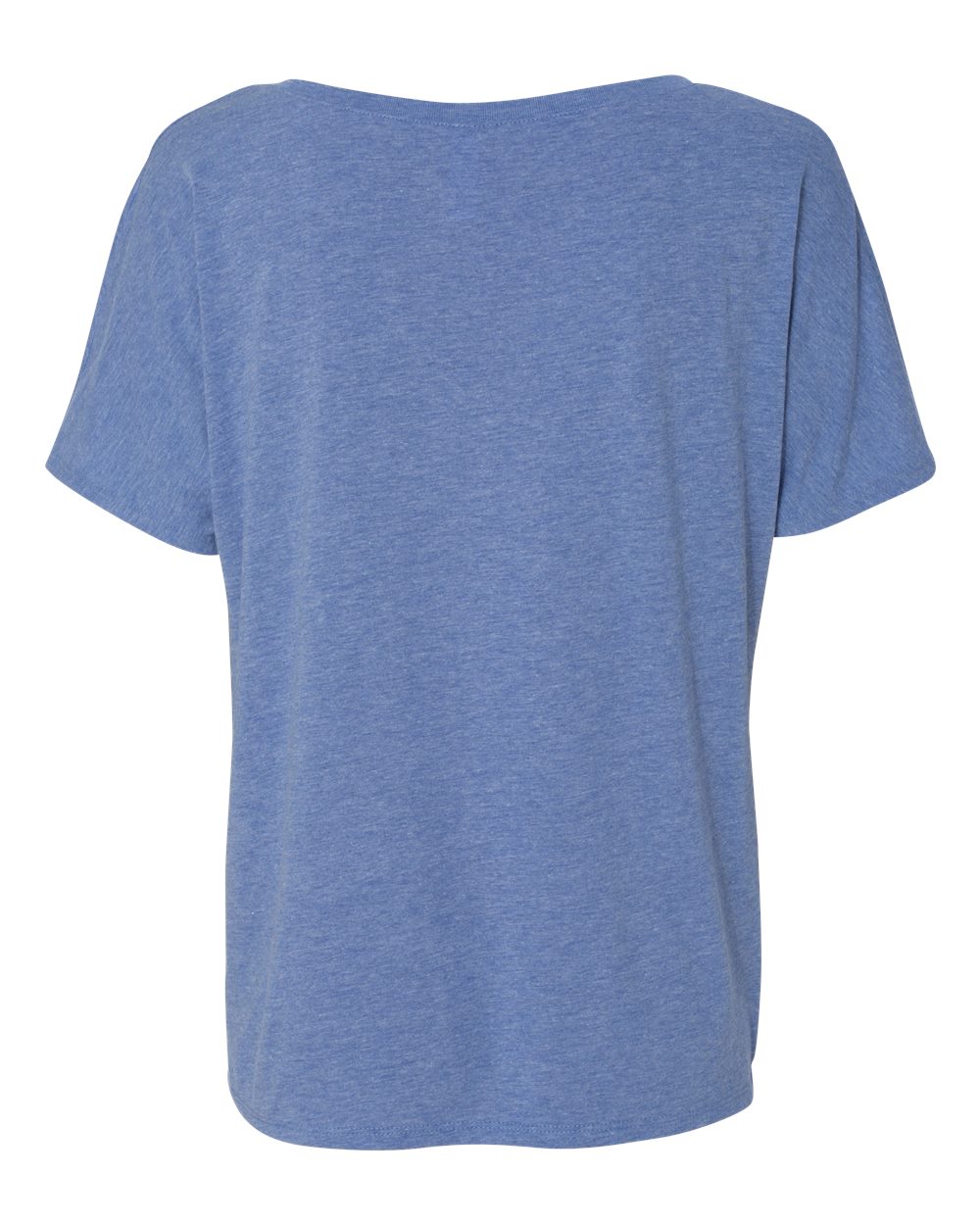 Rear View of Blue Triblend Women’s Slouchy V-Neck Tee - 8815