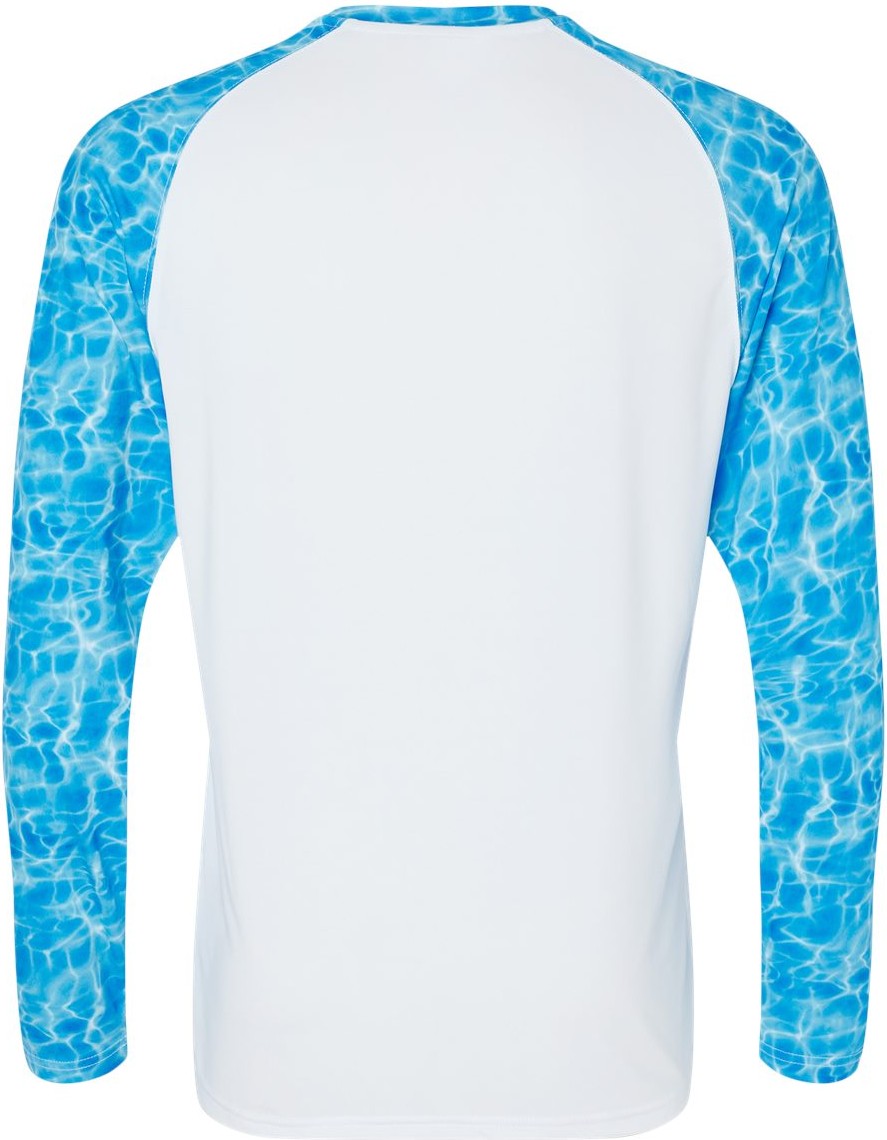 Rear View of Blue Water Panama Colorblocked Long Sleeve T-Shirt - 231