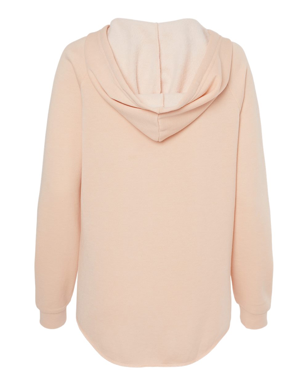 Rear View of Blush Women’s Lightweight California Wave Wash Hooded Sweatshirt - PRM2500