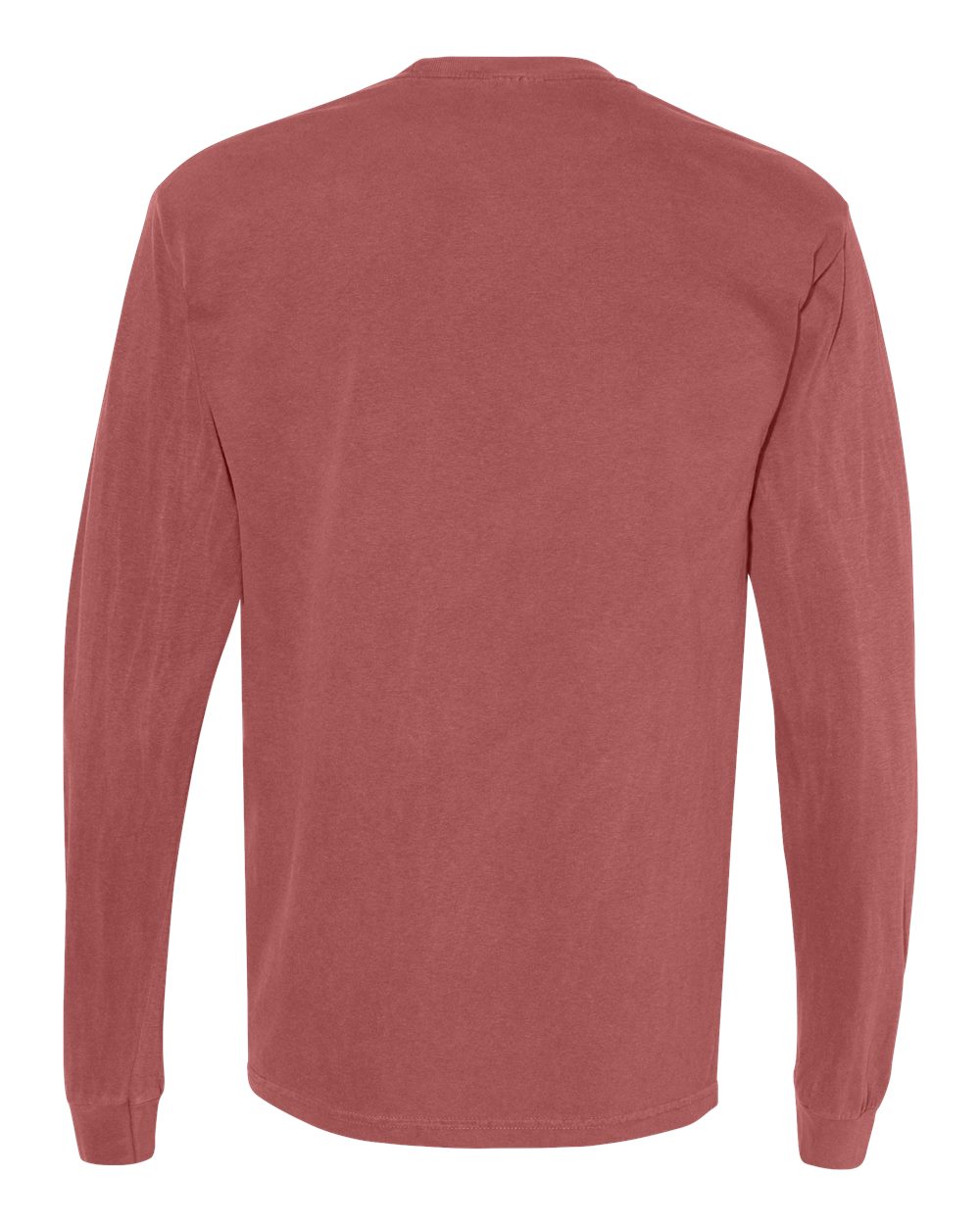 Rear View of Brick Garment-Dyed Heavyweight Long Sleeve Pocket T-Shirt - 4410
