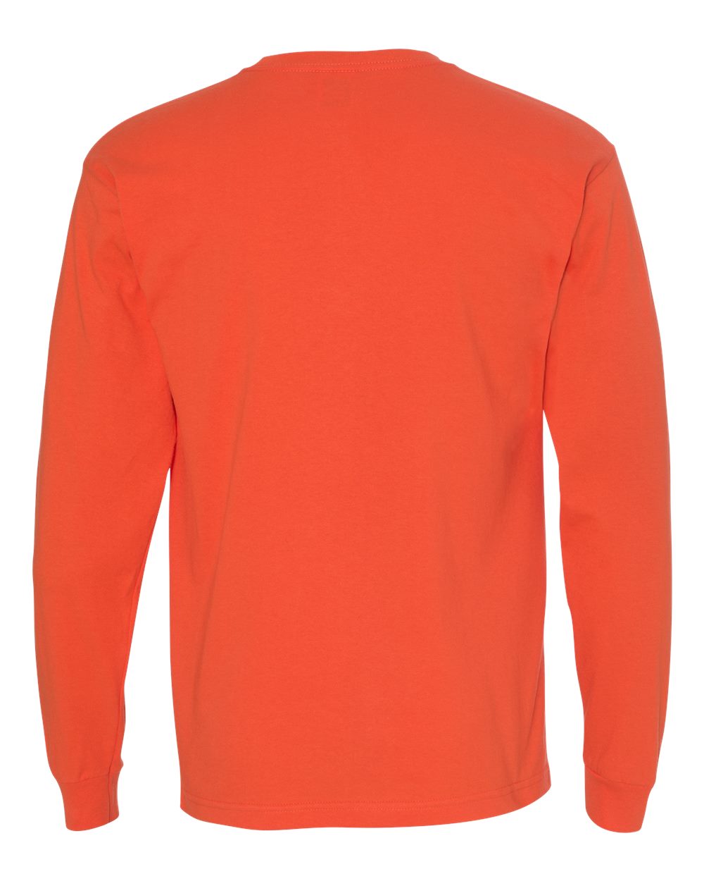 Rear View of Bright Orange USA-Made Long Sleeve T-Shirt - 5060