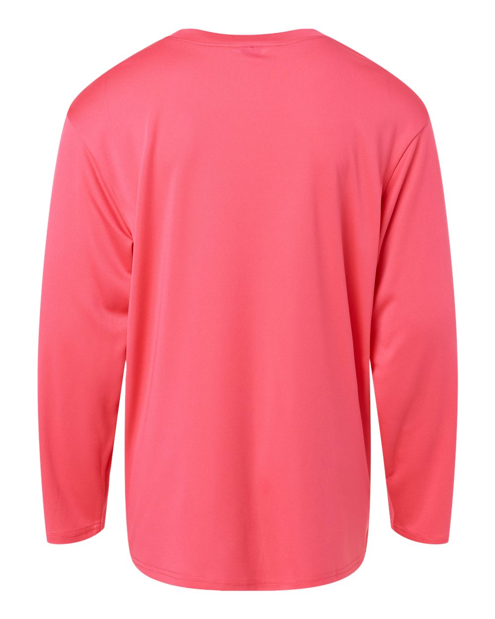 Rear View of Bright Pink Pro-Lock Youth Performance Long Sleeve T-Shirt - 48400Y