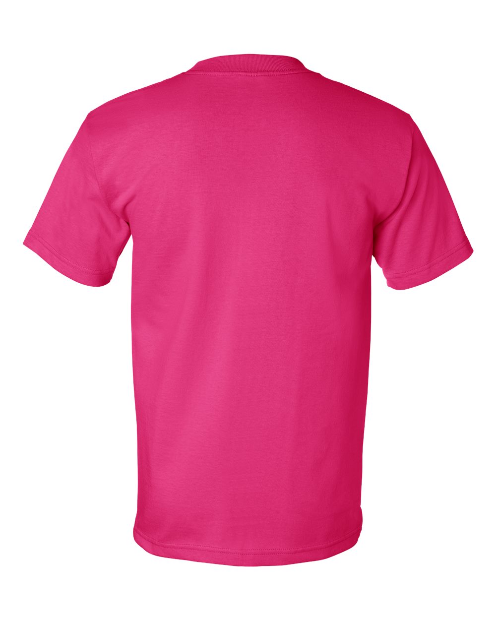 Rear View of Bright Pink USA-Made Heavyweight T-Shirt - 5100