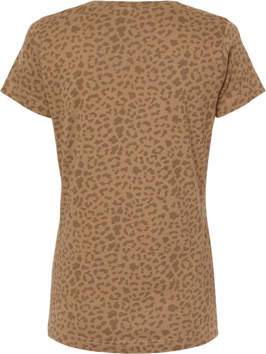 Rear View of Brown Leopard Women's Fine Jersey Tee - 3516