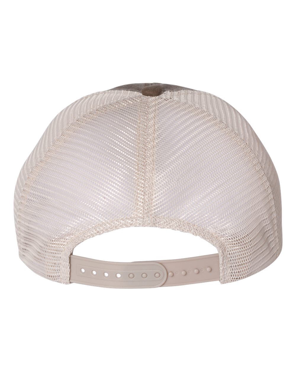Rear View of Brown/ Stone Pigment-Dyed Trucker Cap - SP510