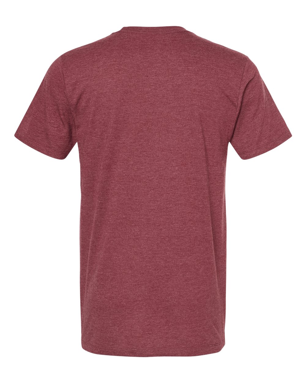Rear View of Burgundy Heather Premium Cotton Blend T-Shirt - 541