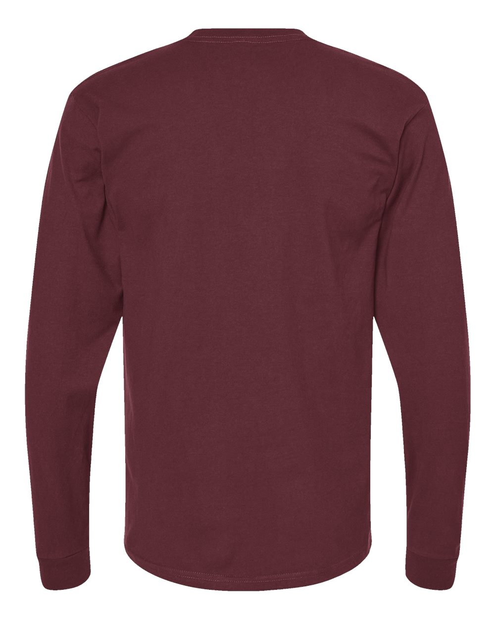 Rear View of Burgundy Heavyweight Jersey Long Sleeve T-Shirt - 291