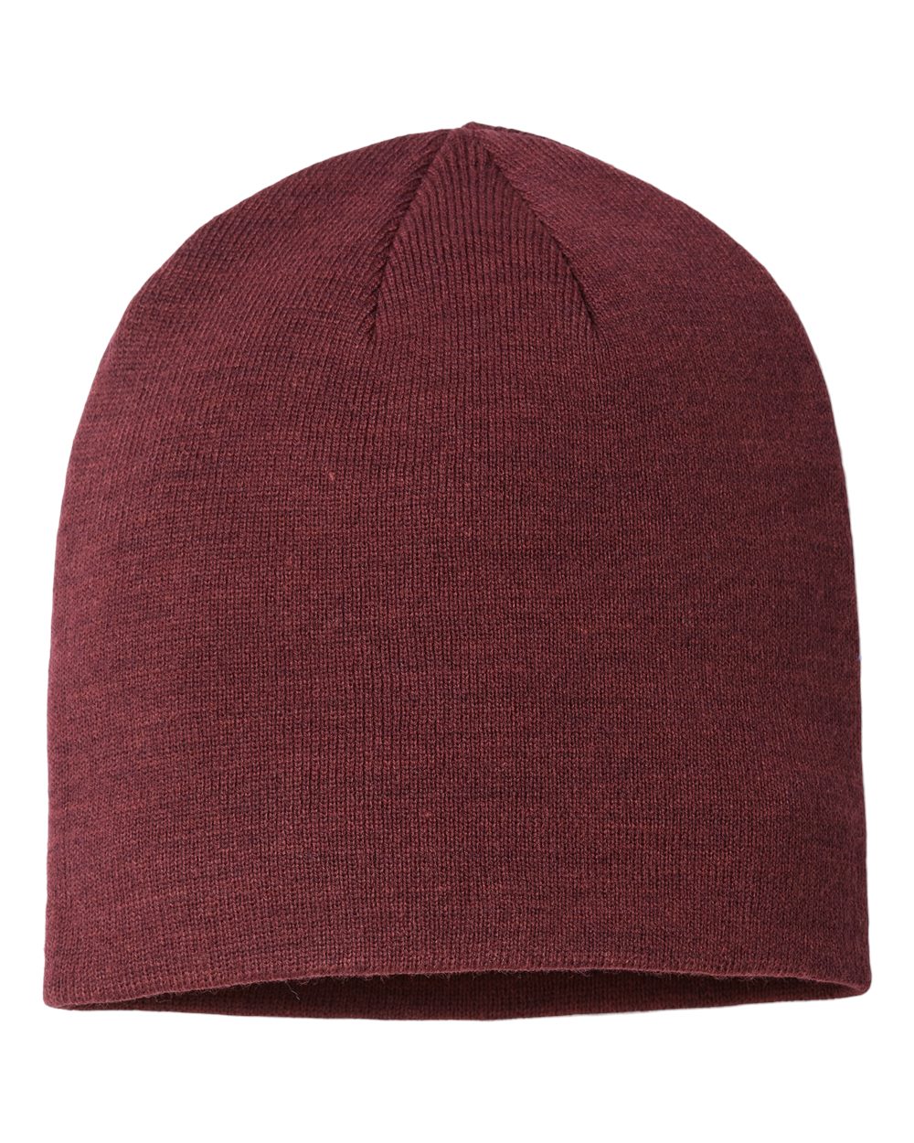 Rear View of Burgundy Melange Sustainable Beanie - HOLLY