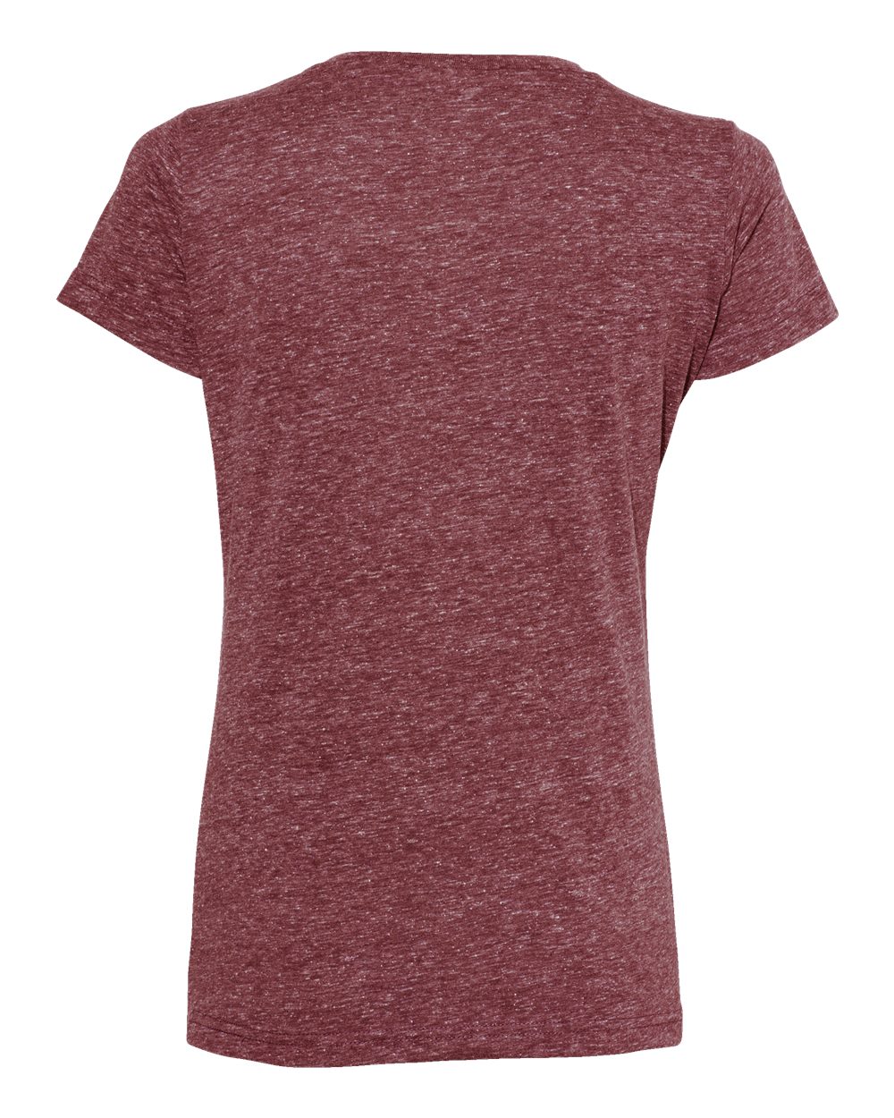 Rear View of Burgundy Melange Women's Harborside Mélange V-Neck Tee - 3591