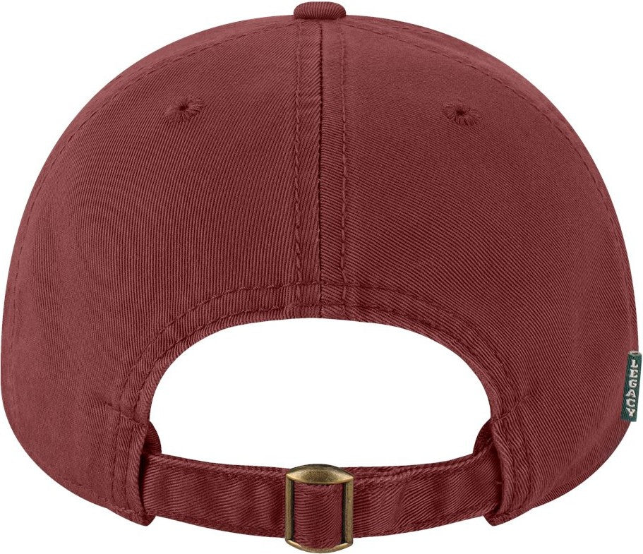 Rear View of Burgundy Relaxed Twill Dad Hat - EZA